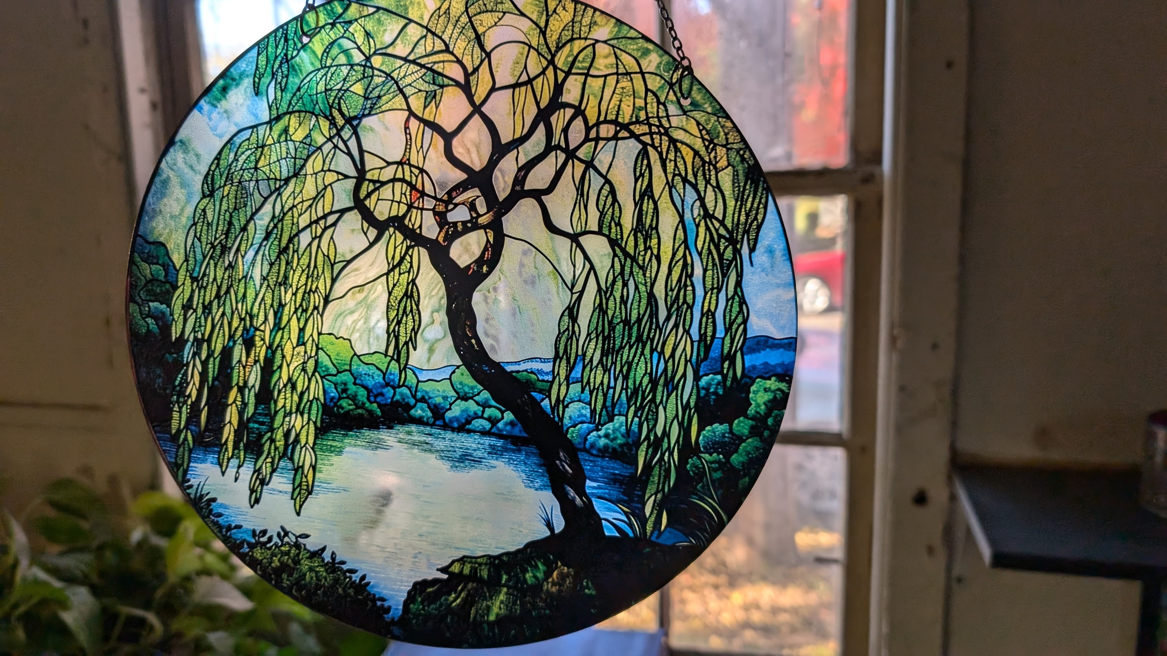 Blooming lotus stained glass sun catcher