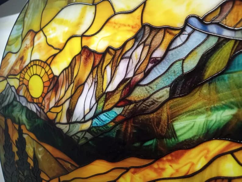 Mountain landscape sun catcher wide